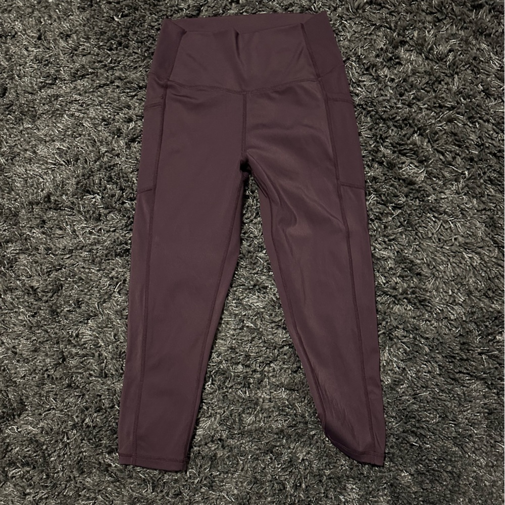 ZYIA Active, Plum Crop Workout Bottoms, Size 6-8 with side pocket